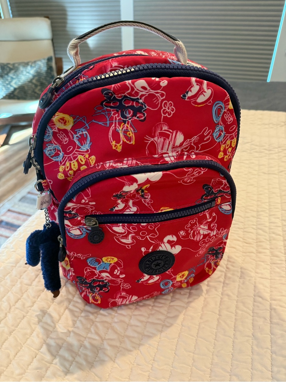 Kipling Red Minnie and Mickey Mouse Sketch Print Mini Backpack